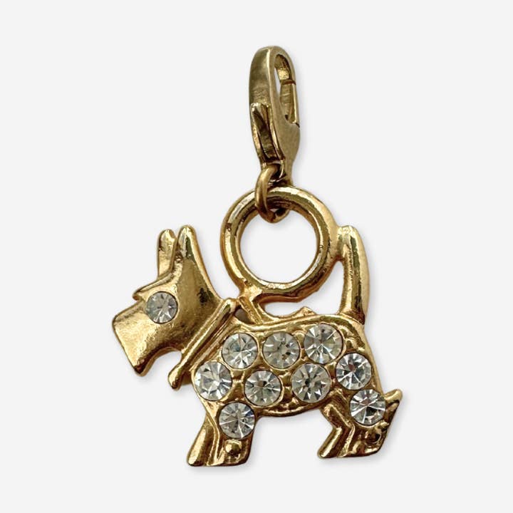 Vintage guldpläterad och klar rhinsten scottie hundberlock för wholesale av Lulu’s Petals