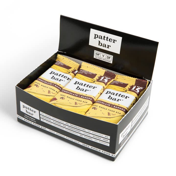 Patterbar – Snack Bar por atacado – Barra de Comida Integral Chocolate+Banana - 1,75 oz 1