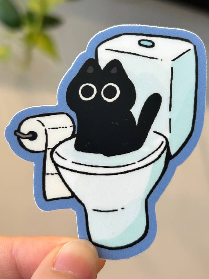 Toilet Cat sticker for wholesale by Shooley
