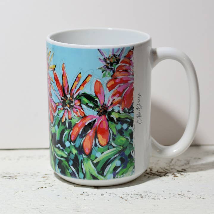 Dreese Fine Art - Wholesale Coffee Mug - Drinkware - Cone Flowers1