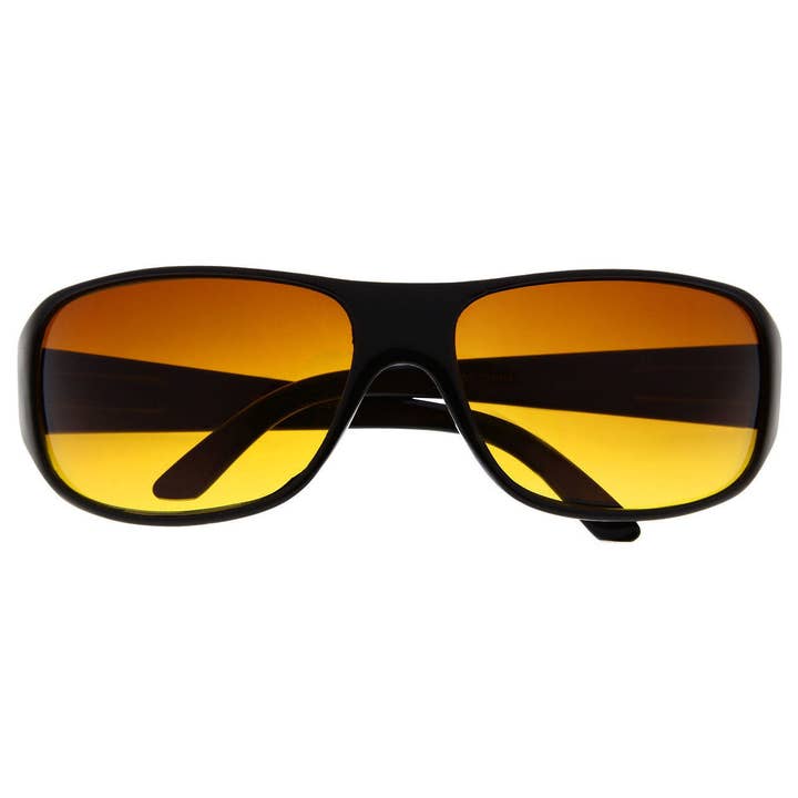grinderPUNCH Men's Sports Wrap Around Driving Blue Blocking Sunglasses Amber Tint High Viz for wholesale by grinderPUNCH