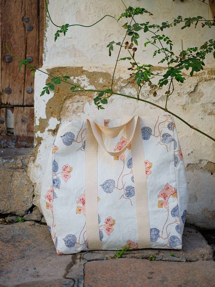 Maya - Hand Block-printed Canvas Market Tote for wholesale by Soil to Studio
