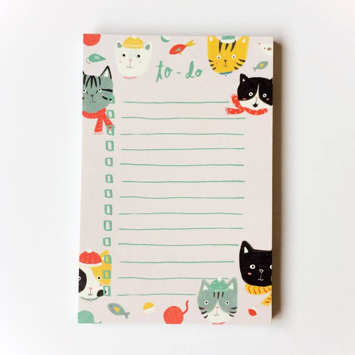 Winter Kitties To-Do List Notepad for wholesale by Honeyberry Studios