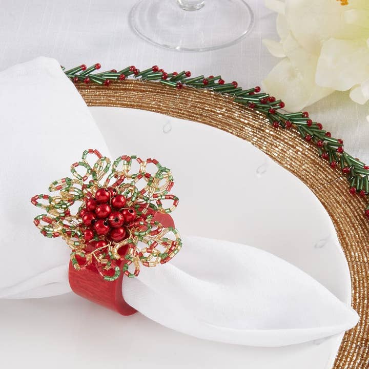 Fennco Styles - Wholesale Napkin ring - Red Beaded Napkin Ring0