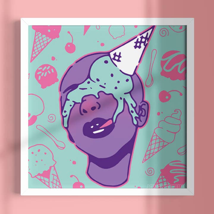 Tirage de crème glacée de la série d'illustrations originales de mon appétit pour la vente par Journeybunny