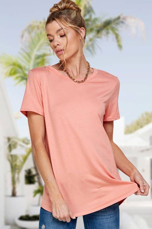 A.gain - Vendita all'ingrosso Maglietta - Donna - A.gain Top basico a maniche corte tinta unita taglie comode10