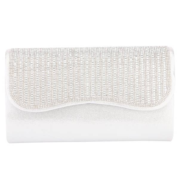 Ladies Rhinestone Satin Bag Clutch Evening Handbag for wholesale by Nima Accessories Inc
