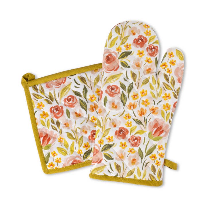 Spring Garden Oven Mitt + Pot Holder Set for wholesale by Elyse Breanne Design