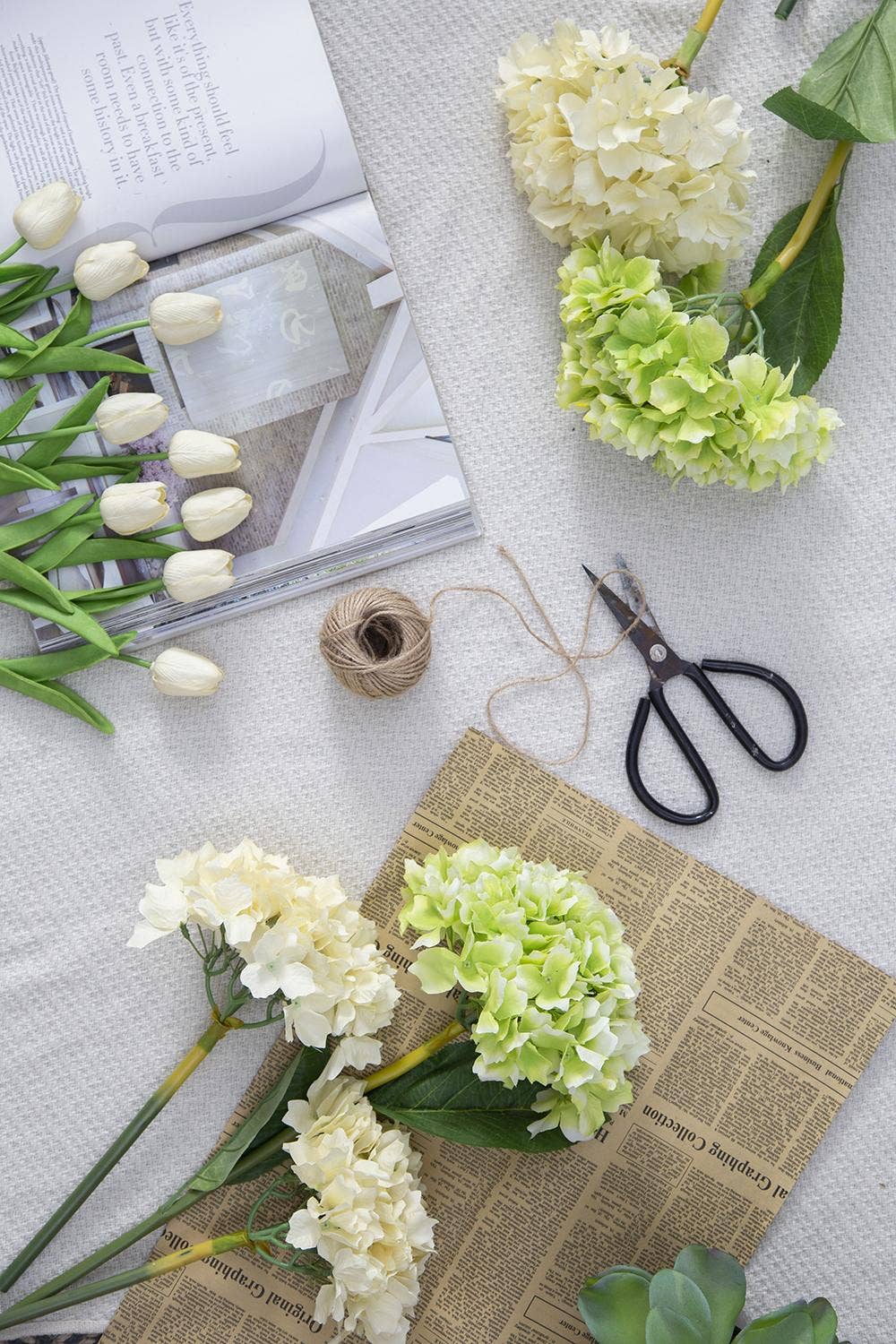 A&B Home Group Inc. - Wholesale Artificial Flowers - Almost Real 14" Hydrangea - Cream8