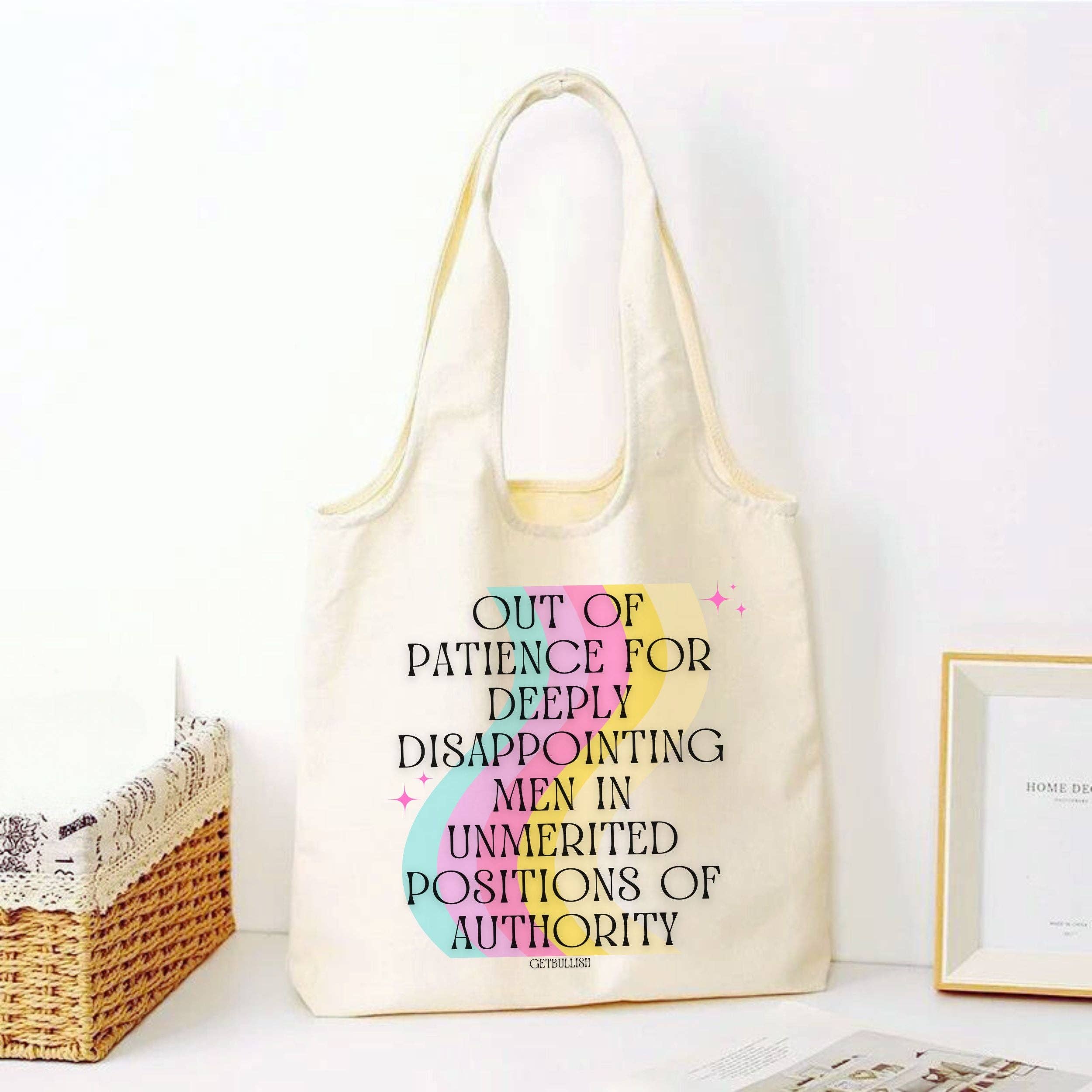 GetBullish – Engroshandel Tote bag - Dame – Feministisk tote „Ud af tålmodighed for skuffende mænd“ lærred10