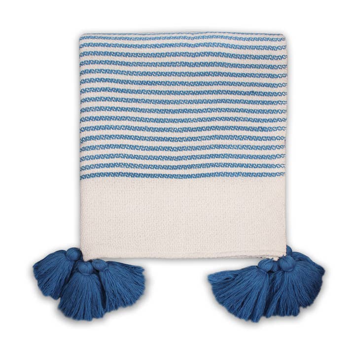 Manta (125 x 150 cm) - Coastal (rayas azules) para venta al por mayor de Half Moon Bay