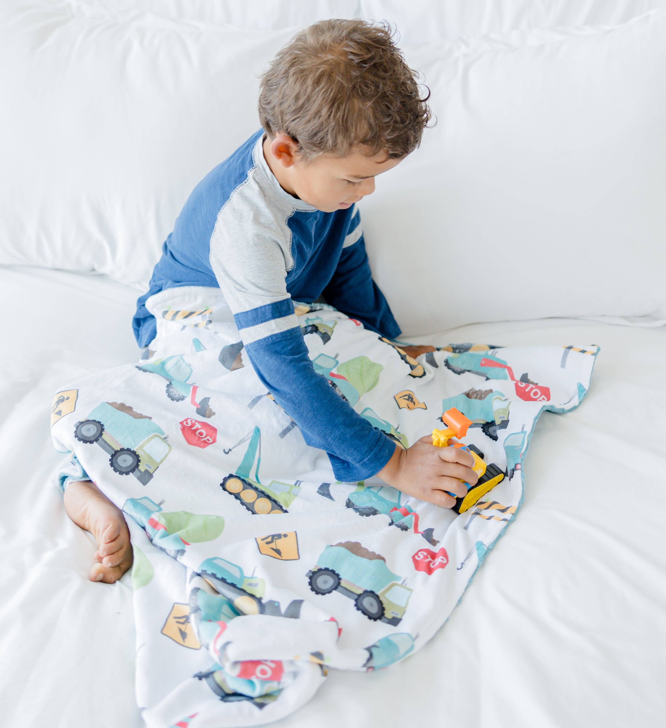 Honey Lemonade- Minky Baby Blankets and Gifts – wholesale Bedding blanket – Kids & Baby – Toddler Minky Blanket - Construction Trucks
