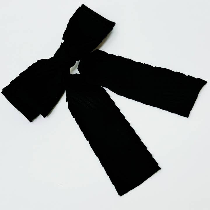 Ellison+Young - Wholesale Hair Clip - Women's - Frilled and Textured Doubled Bow Hair Clip