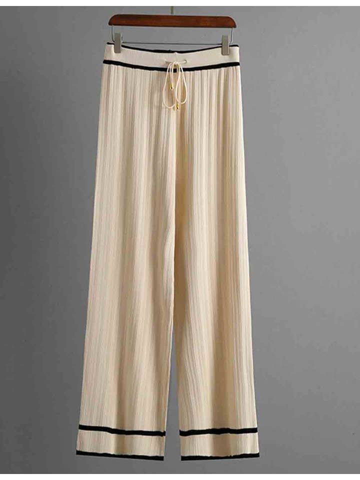 Sweetkama - Wholesale Lounge Set - Women's - Ladies Color Block Polo Collar Knit Top & Pants 2PCS Set4