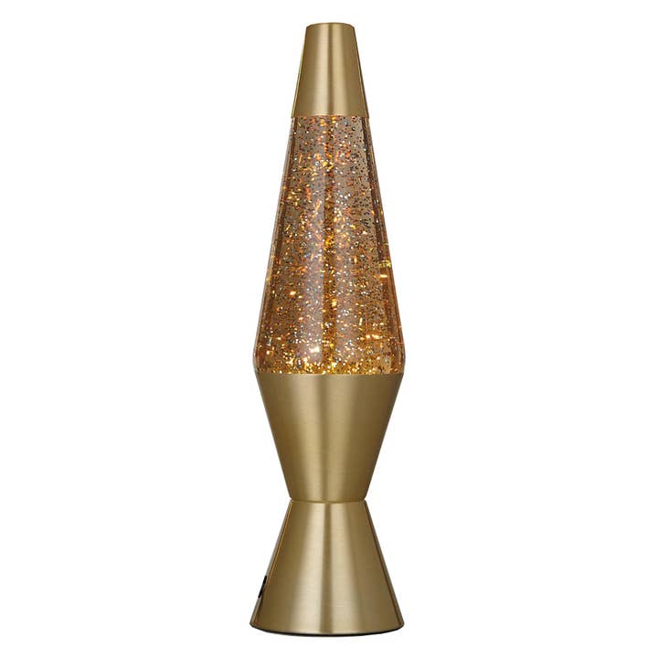 Bullet Lava Lamp Golden Glitter UK plug in for wholesale by Fisura