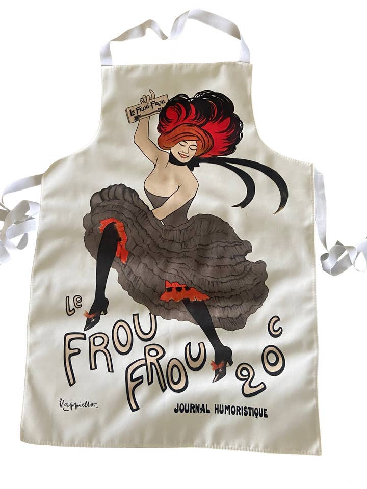 Un danseur Can-Can tenant un exemplaire de Le Frou Frou, par Leonetto Cappiello, 1915 - Tablier pour la vente par Flashback Shop