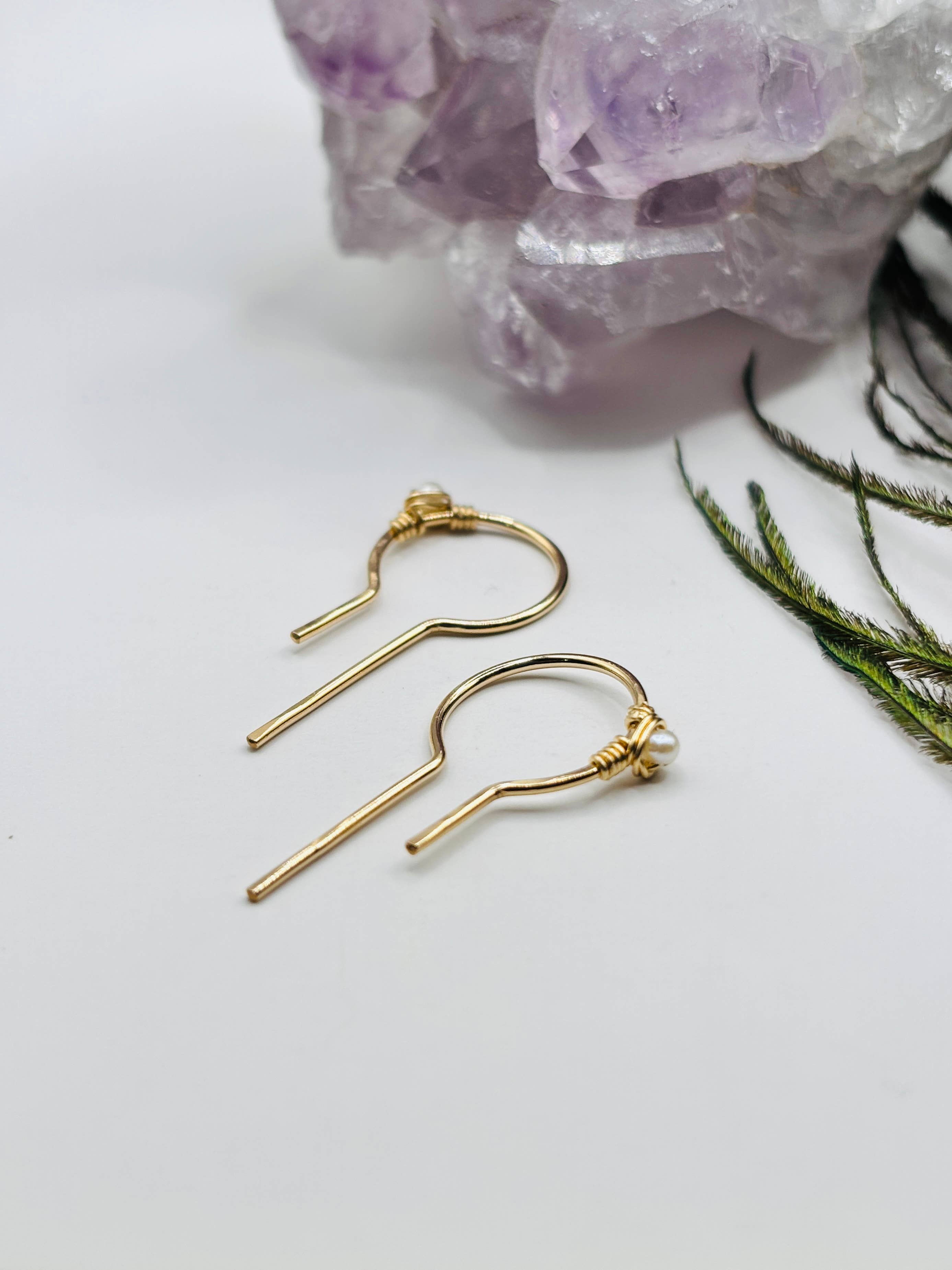 Rachel Renee Jewelry - Wholesale Hoop Earrings - DECO Gem Open Circle Threader Hoops 7