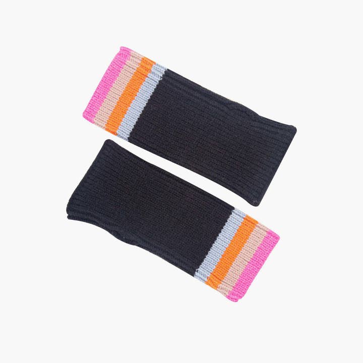 Sarta Accessories - Wholesale Hand warmer - Dollie Wrist Warmers- Black, Rainbow Stripe3