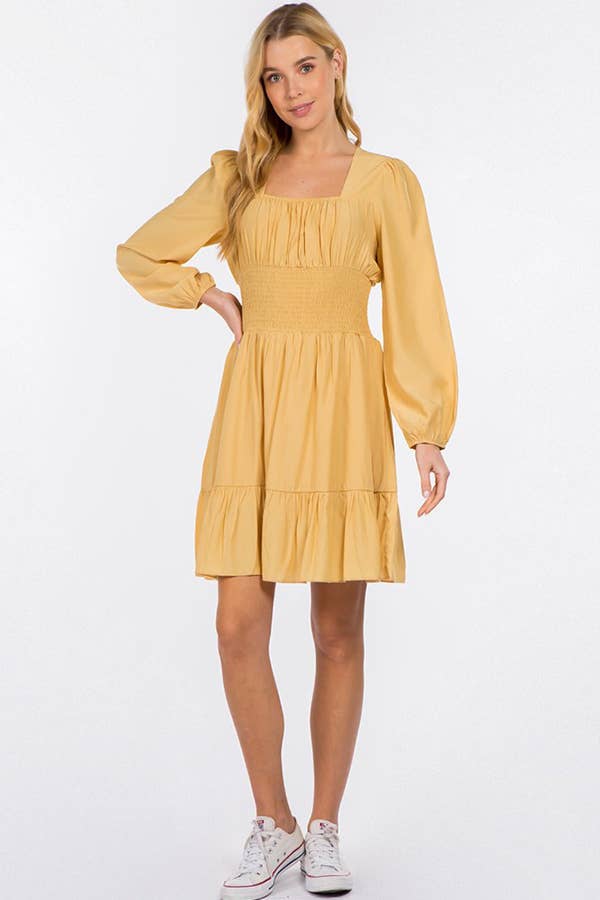 Hesperus - Wholesale Dress - Women's - Smocked Waist Square Neck Dress3