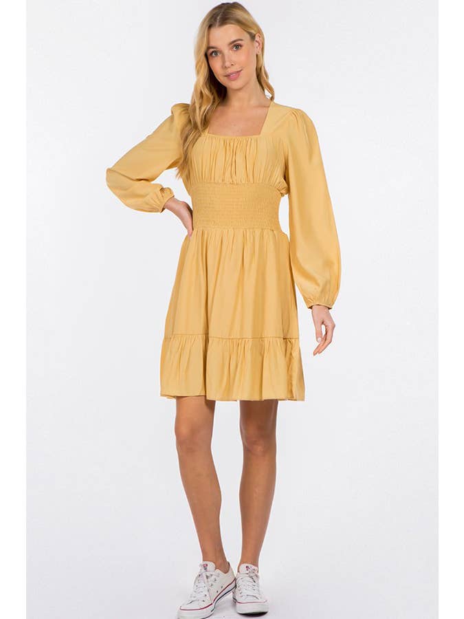 Hesperus - Wholesale Dress - Women's - Smocked Waist Square Neck Dress3