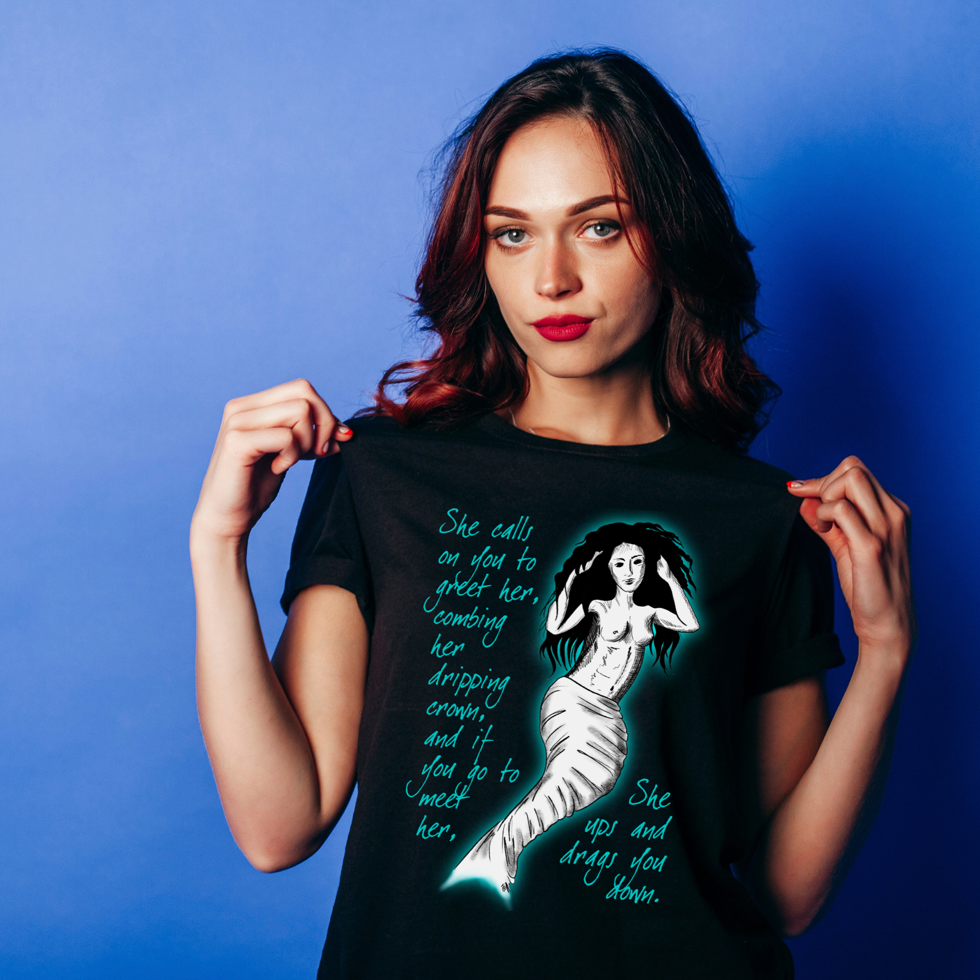 Hannah Kate Makes - Wholesale T-Shirt (Graphic) - Unisex - Mermaid T-shirt - Black - 100% Cotton - Regular/Fitted7