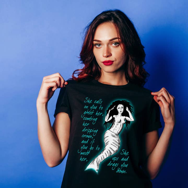 Hannah Kate Makes - Wholesale T-Shirt (Graphic) - Unisex - Mermaid T-shirt - Black - 100% Cotton - Regular/Fitted7