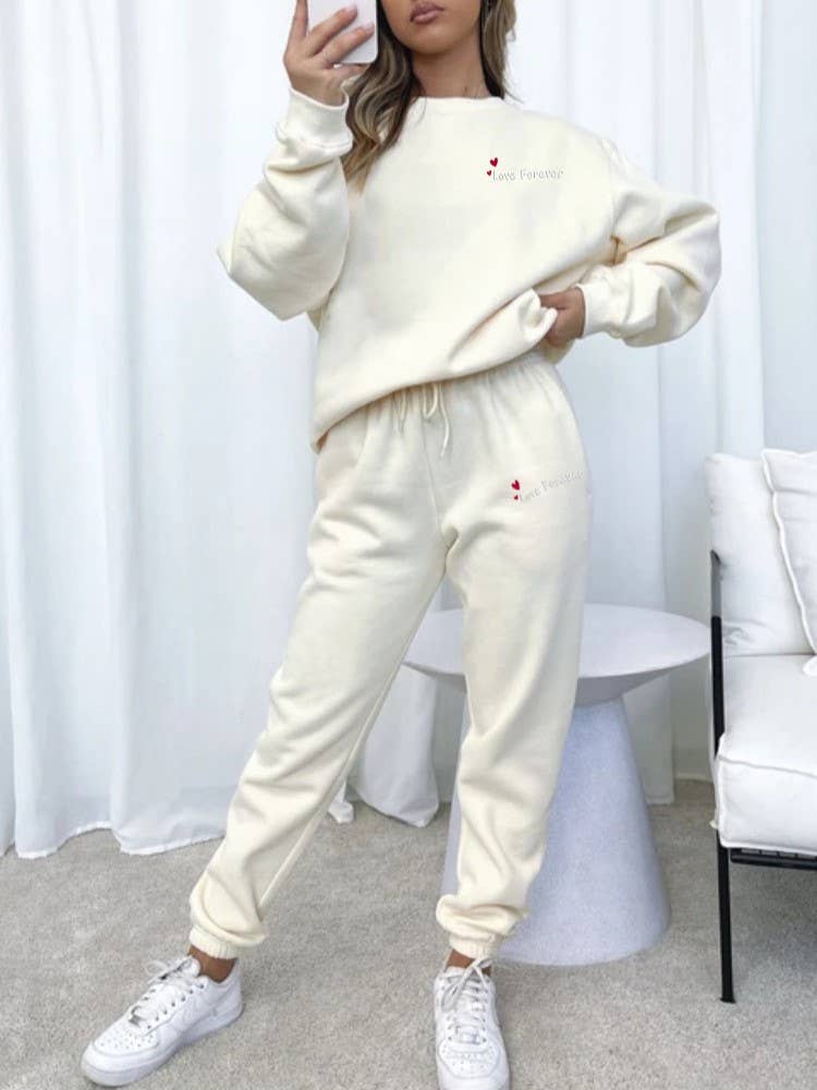 Rosa Clothing - Wholesale Top & Pant Set (NOT Loungewear) - Women's - Hearts Leisure Letter Print Long SleeveSweatshirt Set4