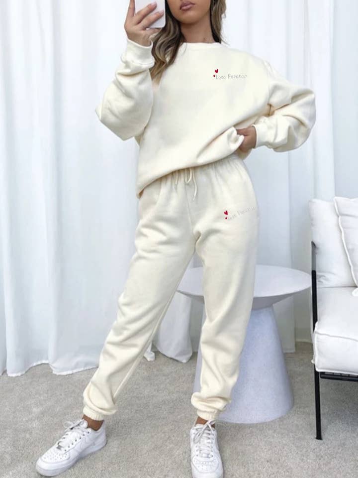 Rosa Clothing - Wholesale Top & Pant Set (NOT Loungewear) - Women's - Hearts Leisure Letter Print Long SleeveSweatshirt Set4