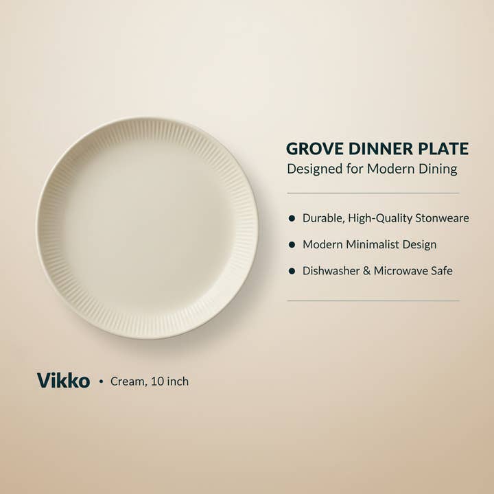 Kadra Kitchenware - Wholesale Dinner Plate - Vikko - Grove, Dinner Plate, Cream, 10"2