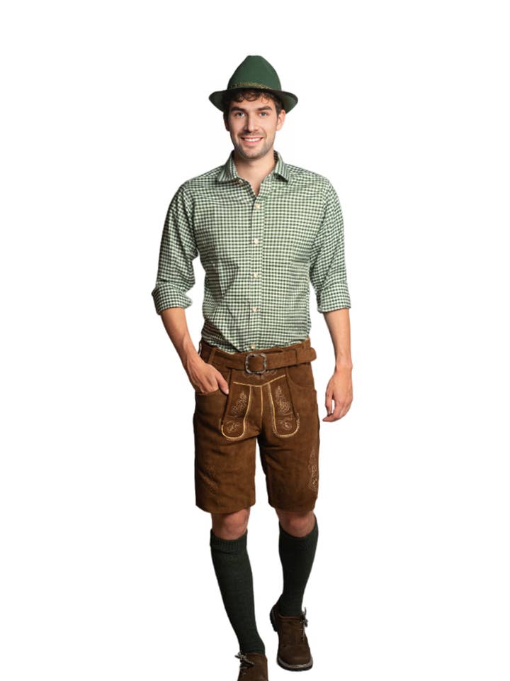 Lederhose Brixental Short Darkbrown - Oktoberfest for wholesale by Partychimp