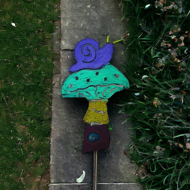 Piquet de champignon, escargot, piquet de pelouse, jardin de plantes d'intérieur, États-Unis pour la vente par Whimsies