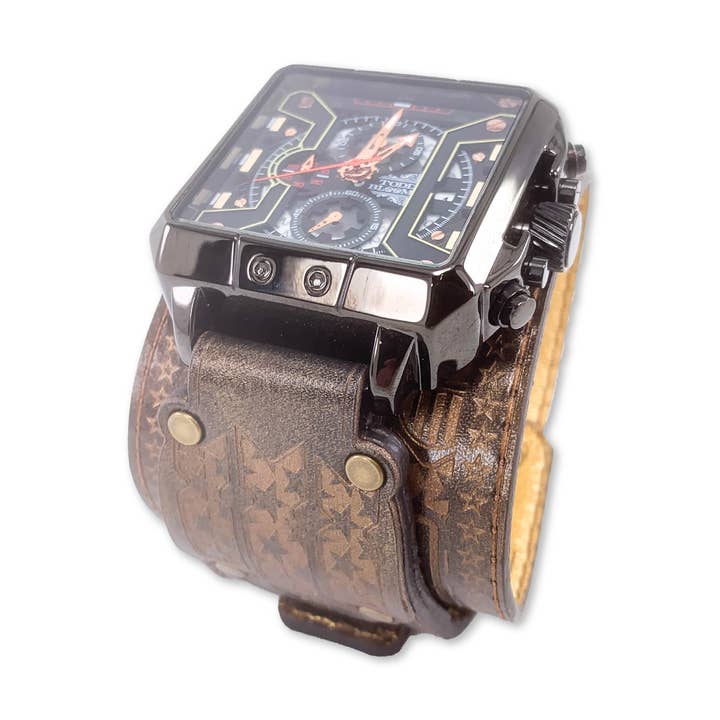 LOVE AND ROCKETS-XXVIII-MENS HAND MADE-FULL GRAIN LEATHER-WATCH for wholesale by TODD BLOOM