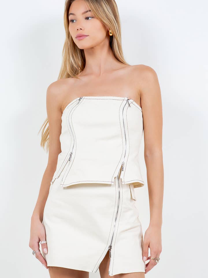 WAVE ZIPPER TUPE TOP for wholesale by Whiteroom+Cactus