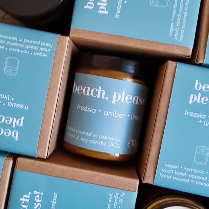 Everwood Candle Co. - Wholesale Jar/Filled Candle - 'Beach, Please!' Candle 210g