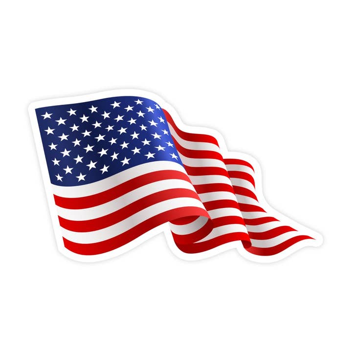 Patriotic American Flag Sticker, Waterproof Vinyl Sticker for wholesale by Sticker Bull