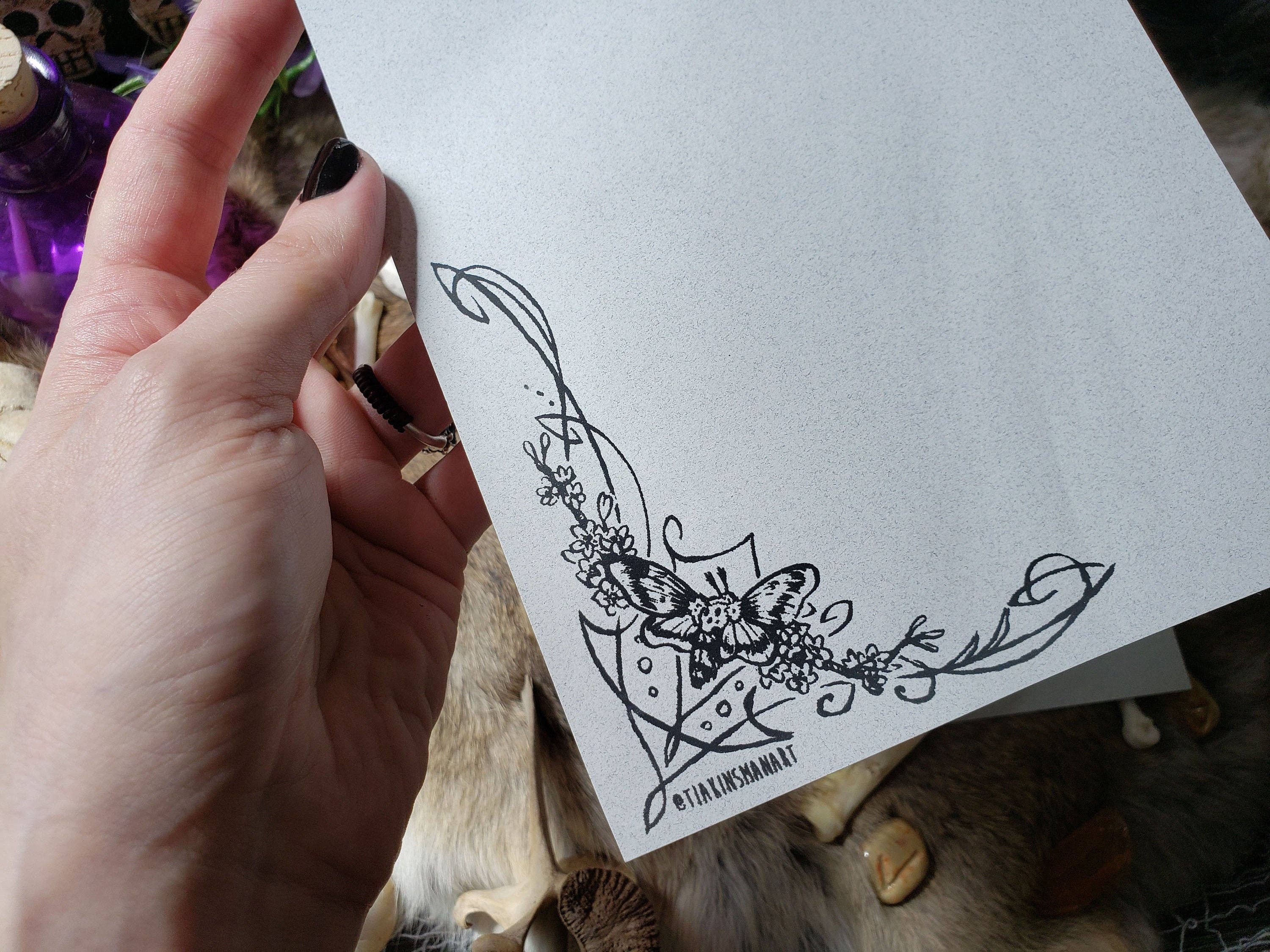 Tia Kinsman - Wholesale Stationery/Notecard Set - Deaths Head Moth Goth Letter Stationery Set5