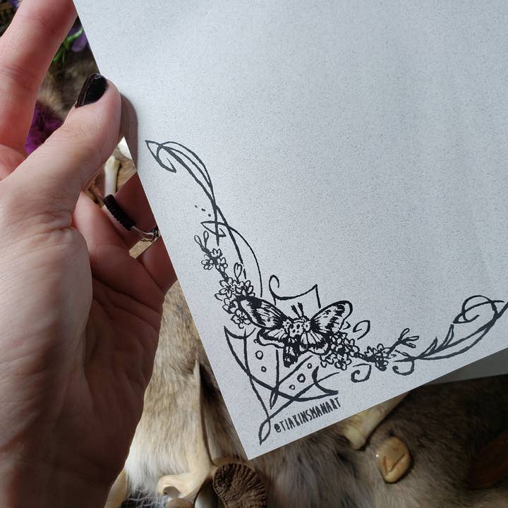 Tia Kinsman - Wholesale Stationery/Notecard Set - Deaths Head Moth Goth Letter Stationery Set5