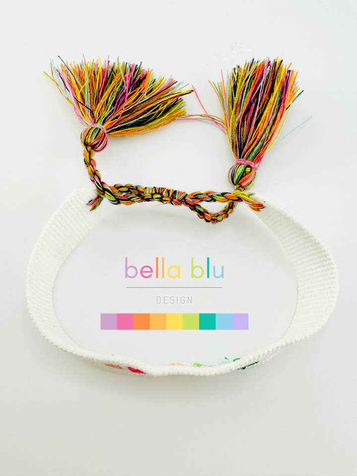 Be kind white and multicolored letters bracelet for wholesale by Bella Blu Designs