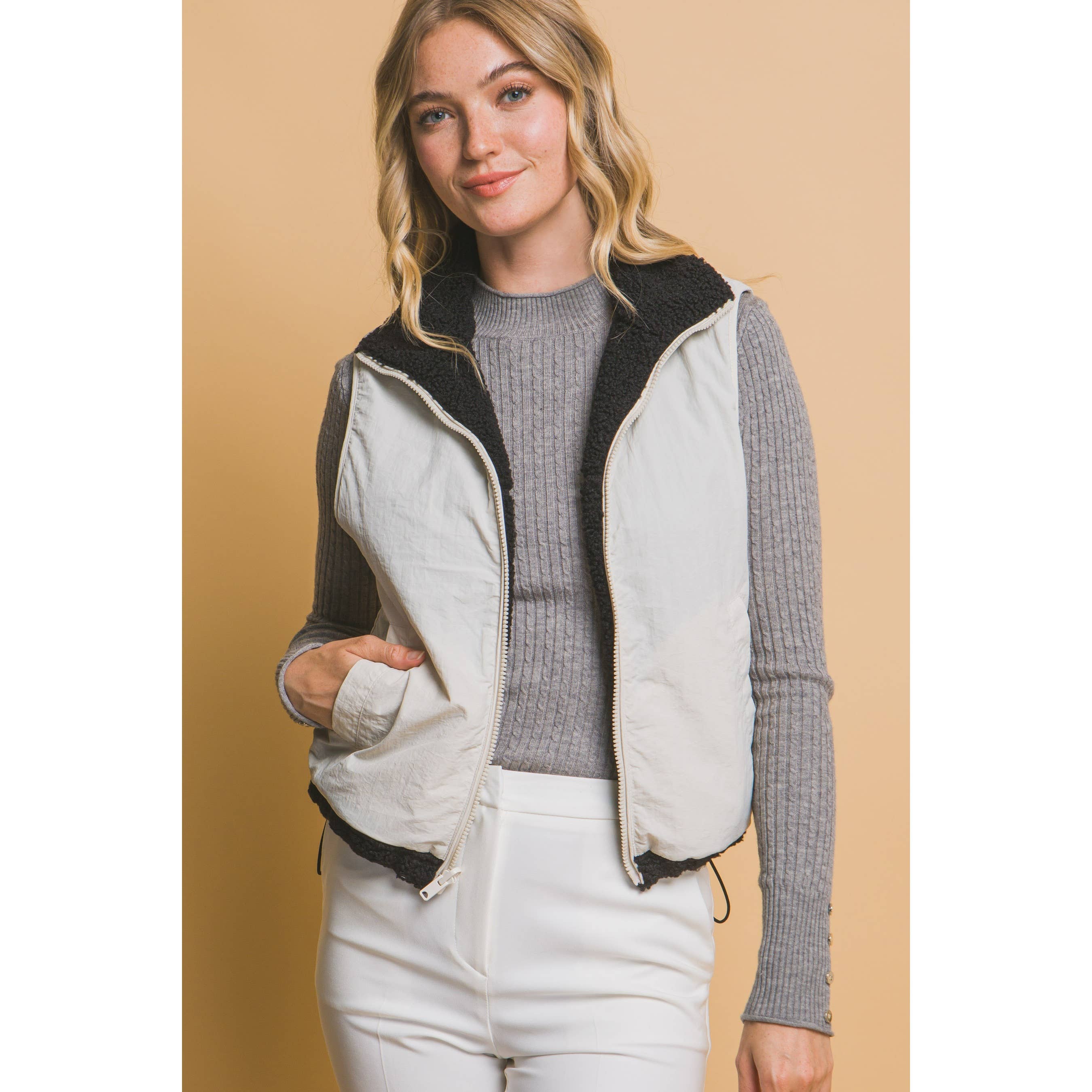 Timeless - Wholesale Outerwear Vest - Women's - Reversible Fleece Vest With Pockets6