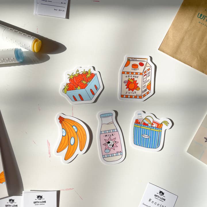 With Love, Coral - Wholesale Sticker - Food & Groceries Sticker Pack1