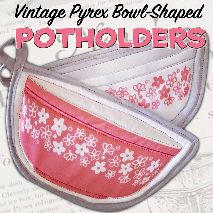2 Potholders - Pyrex Pink Spring Blossom Bowl Pot Holders for wholesale by ModMoxGoods