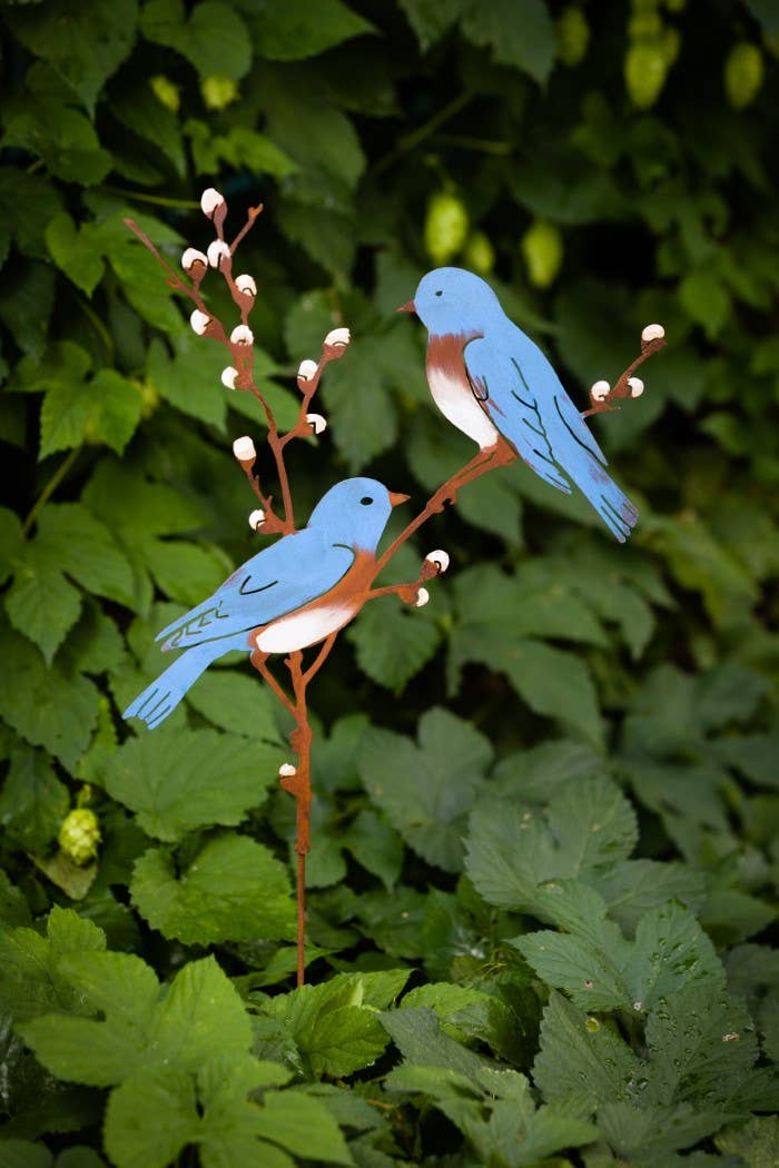 Elegant Garden Design - Wholesale Garden/Lawn Stake - Bluebirds on Pussy Willow Pick -Painted4