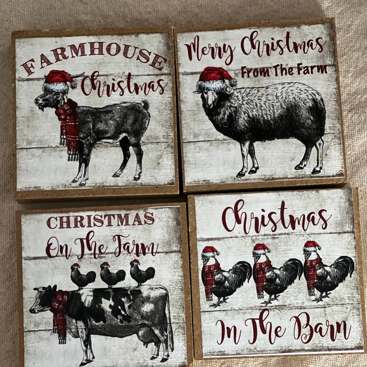 Farm Animal kerstbordset met miniborden voor wholesale door Thompsons Handmade Country LLC