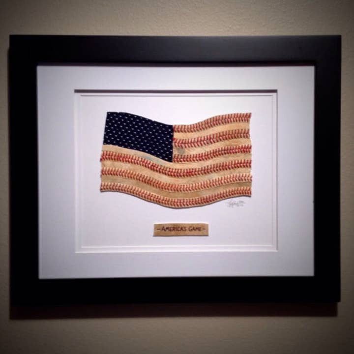 "America's Game" Original Baseball American Flag Artwork for wholesale by Baseball Seams Co.