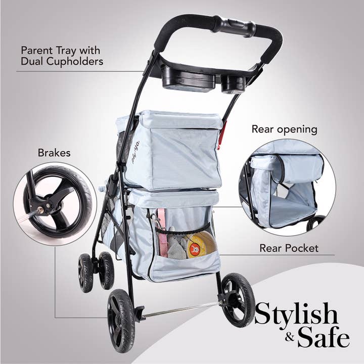 Ibiyaya - Wholesale Pet Carrier - Cat/Dog - Double Decker Pet Bus, Foldable Two Dog-Cat Stroller