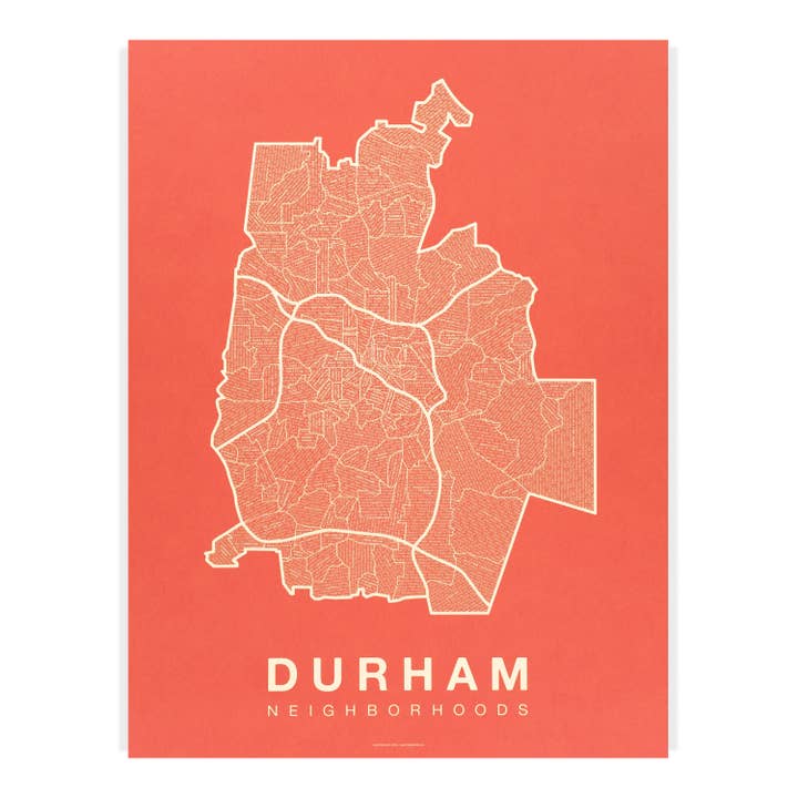 Native Maps - Wholesale Poster - Durham, NC Neighborhood City Map Poster4