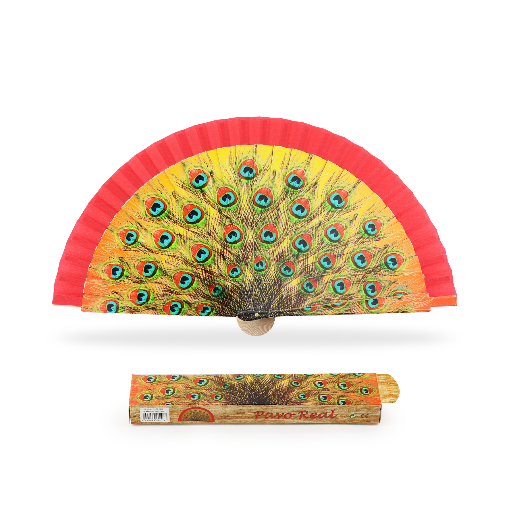 Cuatrogotas - Wholesale Party/Paper Folding Fan - Peacock Wooden Fan. Ref-A91083