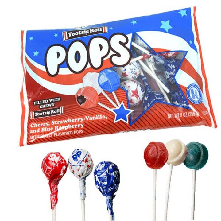 Patriotic Tootsie Pops Red White & Blue 9oz - 12ct for wholesale by I Got Your Candy