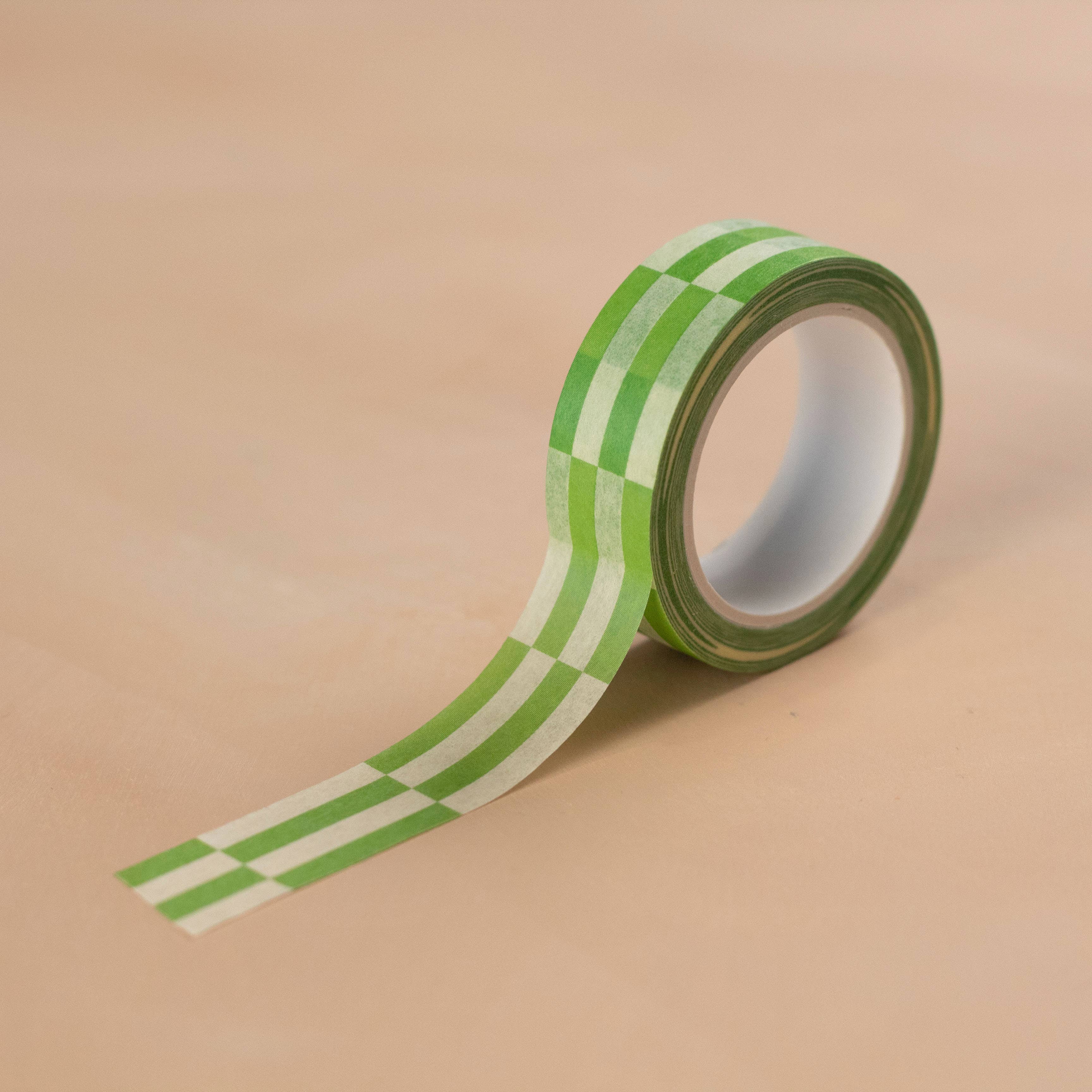 Lately Studio - Wholesale Washi Tape - Green Checkerboard Washi Tape | Stripe Paper Tape2