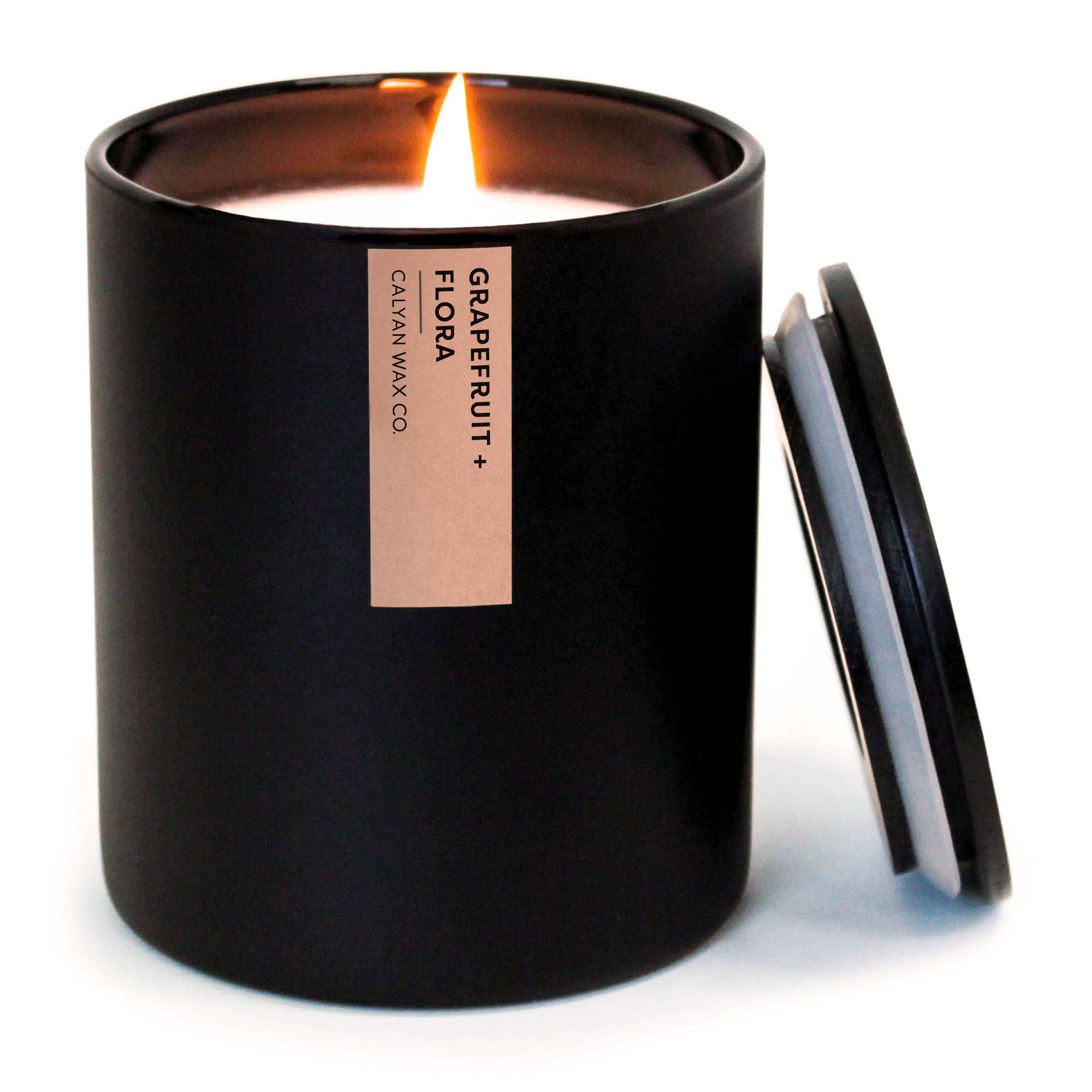 Calyan Wax Co. - Wholesale Jar/Filled Candle - Grapefruit + Flora - Matte Black Tumbler Soy Candle7